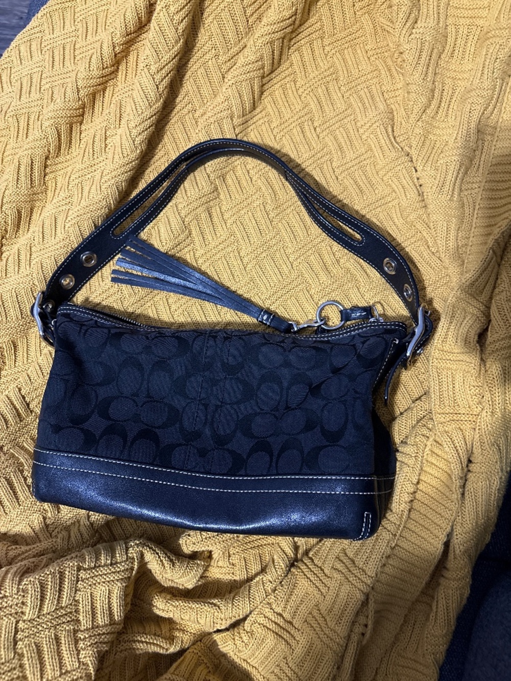 Coach y2k east west signature canvas and leather shoulder bag